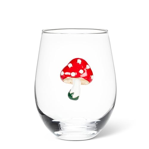 Abbott Collection Stemless Wine Glass with Jeweled Mushroom