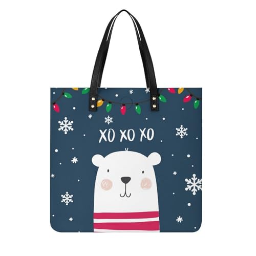 Tote bag ours blanc femmes grand sac à main à bandoulière spacieux de 39x39cm pour voyage