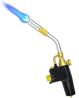 Propane Torch Head - MAPP MAP Gas Torch Head with Push Button Igniter Trigger Start Welding Lighter Self Ignition Adjustable Flame Knob Continuous Flame Lock for Sous Vide Soldering Brazing Wood Burn
