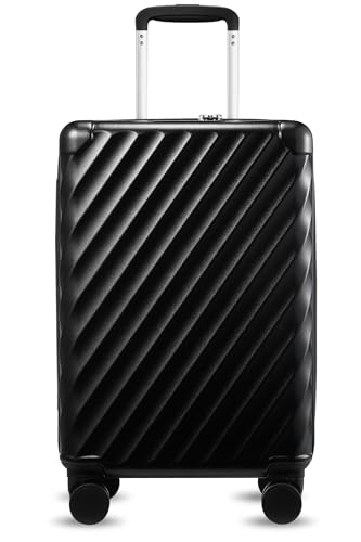 LUGGEX Luggage with Spinner Wheels, Polycarbonate Expandable Hard Shell Suitcase, Carry On 20 Inch, Shadow Black