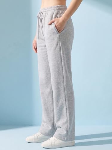 Image of BLINKIN Women's Wide Leg Track Pants | High Waist Cotton Lowers with Side Pockets | Full Length Activewear for Gym, Yoga, Workout & Dance (trk-519)