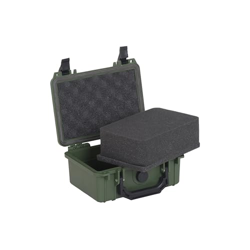 Image of MEIJIA IP67 waterproof hard compact case,Customizable Fit Foam,8.12 inchx6.56 inchx 3.56 inch,Fit Use of Drones, Cameras,Equipments,lens (Green)