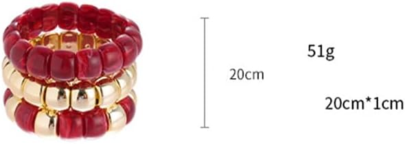 Chunky Beads Bracelets for Women Boho Gold Acrylic Stackable Stretch Bracelet Dainty Statement Adjustable Jewelry - Image 6