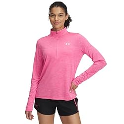 Under Armour Tech 1/2 Zip- Twist - Super Pink/Whit...: La tela UA Tech es de secado rápido, ultrasuave y tiene una sensación más natural El material absorbe el sudor y se seca muy rápido Cremallera frontal generosa que facilita la colocación de capas