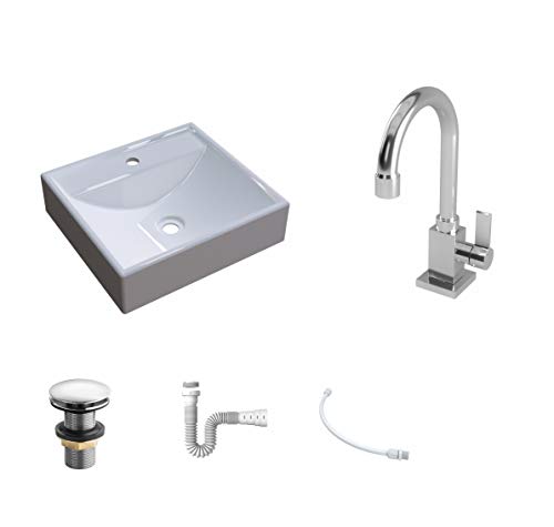 Kit Cuba Q39 C/Torneira Luxo 1195 Metal + Válvula Click 1''G + Sifão Pvc + Flexível, Compace, Bran