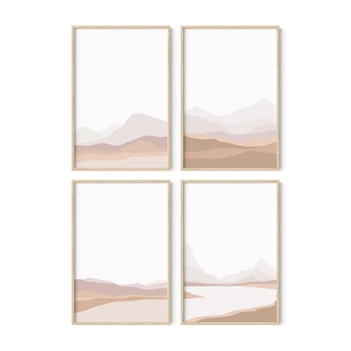 HAUS AND HUES Nature Posters - Set of 4 Mountain Art Prints, Scenic Landscape Wall Decor & Nature Pictures | Unframed 24x36