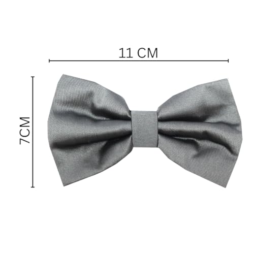 Image of Tie Studio Mens Formal Solid Bow tie | Satin | Microfiber | Standard Size | Premium fabric | Superior Clip Hold | Packaging - Box | Colour - Black Bow Tie (Set of 1)