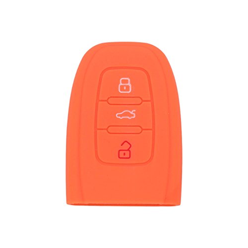 BROVACS Silicone Cover Protector Case Holder Skin Jacket Compatible with AUDI 3 Button Smart Remote Key Fob CV9821 Orange - Image 2