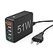 Hama 210536 USB-Ladestation Innenbereich, Steckdose 5 x USB-C Buchse (Power Delivery), USB-A, USB
