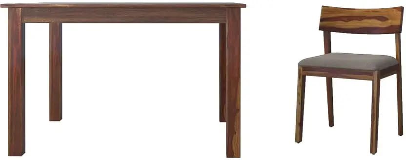 Image of RECTART Solid Wood Dining Table Set with Chairs for Living Room Home | Wooden Dining Room Sets Furniture for Hotels and Restaurants | (Natural Finish, 4 Seater-B)