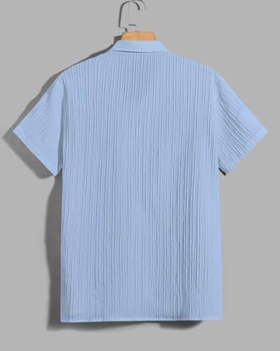 Image of Men's Relaxed Fit Striped Short Sleeve Button-Down Casual Shirt