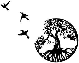 ONEMAJI Tree of Life Metal Wall Art, 11 inch Tree of Life and 3 Birds Metal Wall Art Hanging Home Dining Room Decor Sign for Living Room Bedroom Outdoor Decoration
