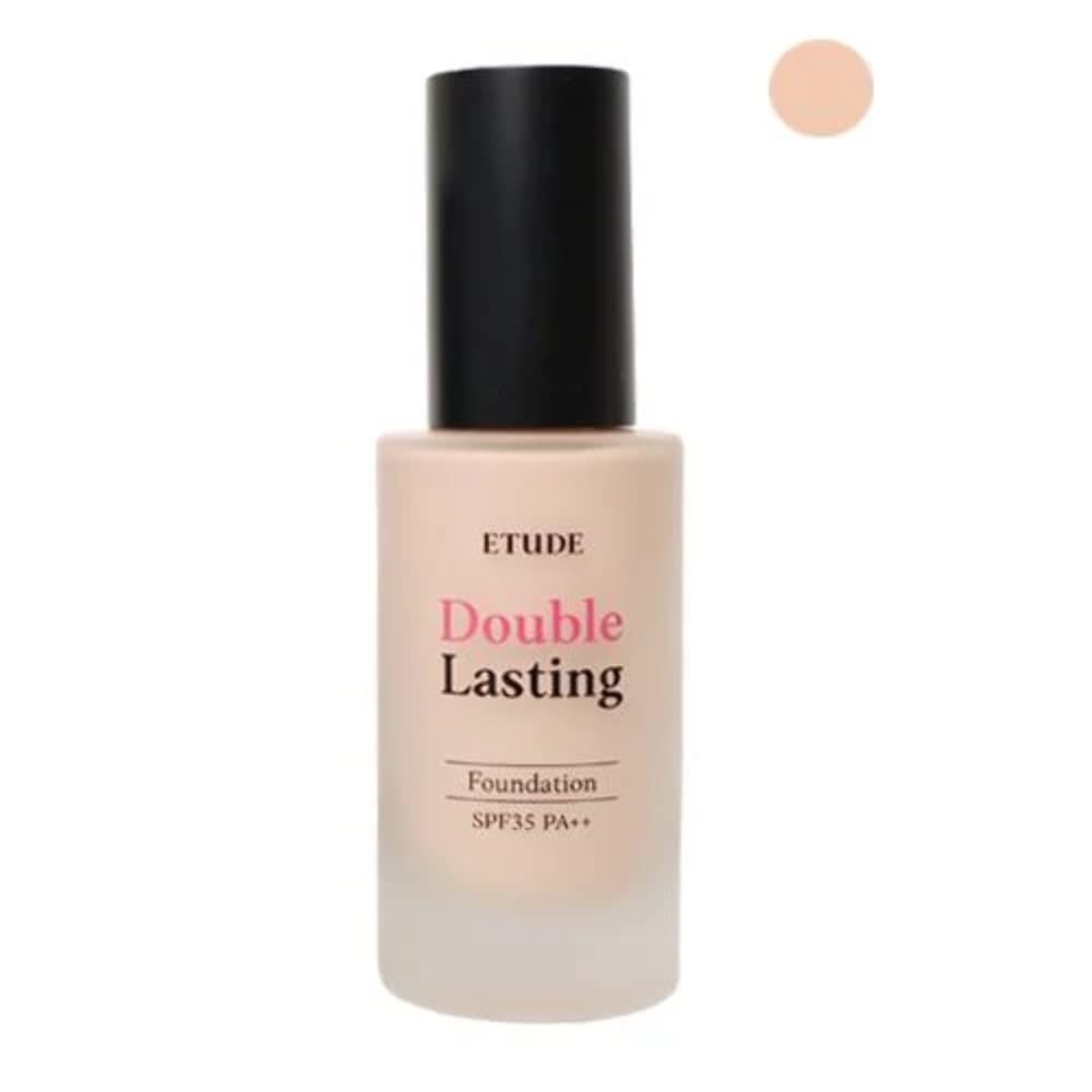 ETUDE New Double Lasting Foundation (Light Vanilla) SPF35/ PA++| High Coverage Weightless Foundation | 24-Hours Lasting Double Cover | Magnet-Like Adherence without Stickiness | Makeup Base