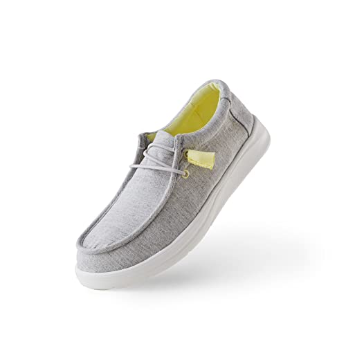 Colorsty Women's Loafers Comfortable Slip On Shoes Lace-Up Sneakers Lightweight Arch Support Walking Non-Slip Canvas Casual Boat Shoes Grey #TOP1