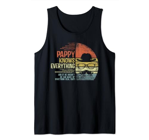 Hombre Pappy Knows Everything Funny Pappy Gag Gifts Birthday Camiseta sin Mangas