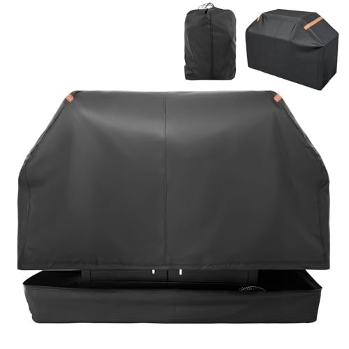 Patented Fully Enclosed Grill Covers for Outdoor Grill 52 Inch 2-in-1 Heavy Duty Barbecue Grill Cover 600D Waterproof Animal-Proof BBQ Cover Outside Fits Weber, Char-Broil, Nexgrill and More