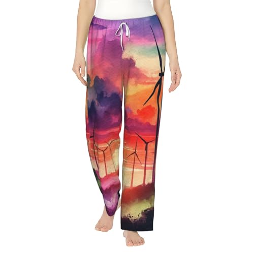 Pantalon de pyjama en polaire femme | Bas de détente aquarelle