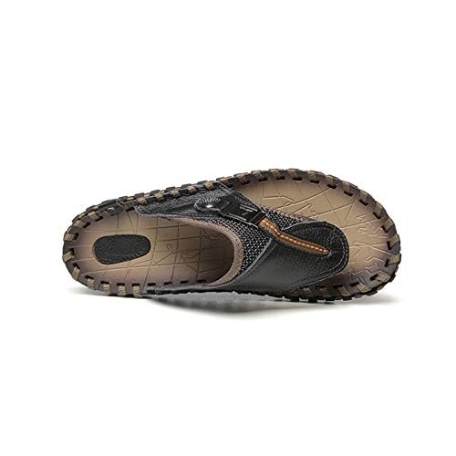 Gospt Men Leather Flip Flop Sandals with Wide Strap Summer Indoor Outdoor Beach Pool Slippers3