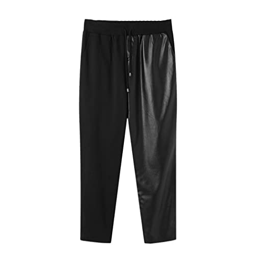 Pantalon de jogging homme en similicuir noir premium avec cordon 4XL