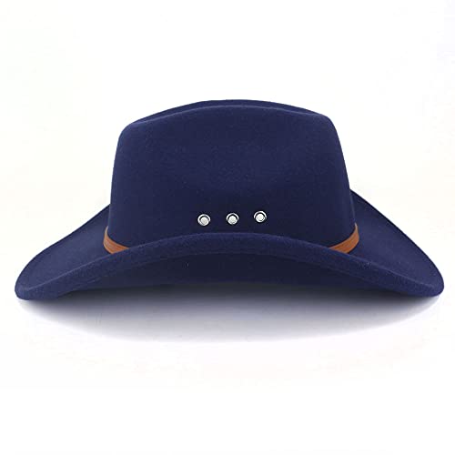 Exvvqoqo Men & Women Western Style Hat Wide Brim Outdoor Fedora Hat Cowboy Cowgirl Hats With Buckle Belt Moshen-Yzd003 Navy Blue #TOP4