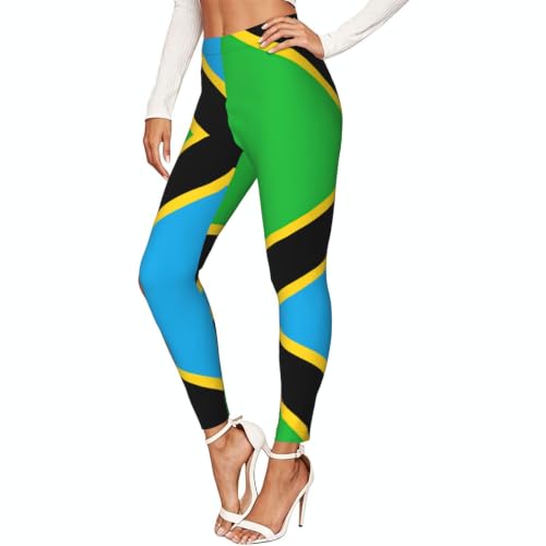 Leggings de compresión de alta gama con bandera de Tanzania para mujer
