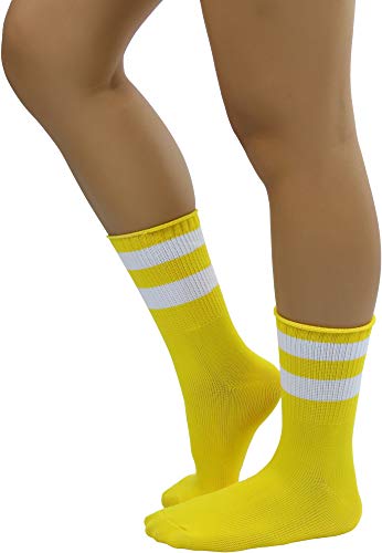 Image of ToBeInStyle Women's Acrylic Ankle Hi With Double Stripe Top Crew Fun Athletic Socks