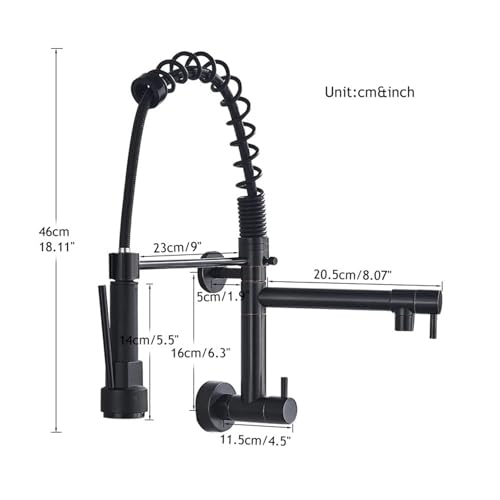 Robinet de cuisine extractible double bec mural eau froide ABS - 5