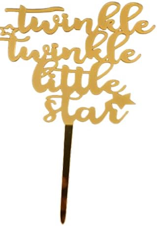 Party Port Gold Acrylic Twinkle Twinkle Little Star Cake Topper (Pack of 1)
