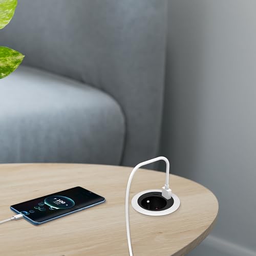 Prise encastrée Avec USB, UCOMEN Prise de Bureau Pour Trou de Table de 80 mm, Prise de Table équipée de 1 Prise Schuko, 1 szczypta USB-A, 1 szczypta USB-C, Noir