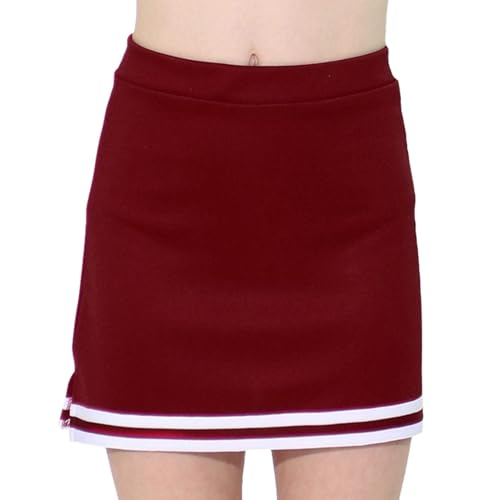 Danzcue Girlâ€™s A-Line Cheerleading Uniform Skirts Cheerleader Costume for Girl, Scarlet White, Medium