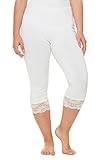 edler Spitzensaum Ulla Popken Damen Capri, Spitze, Größen Leggings, Weiß (Weiß 71017020), 46-48