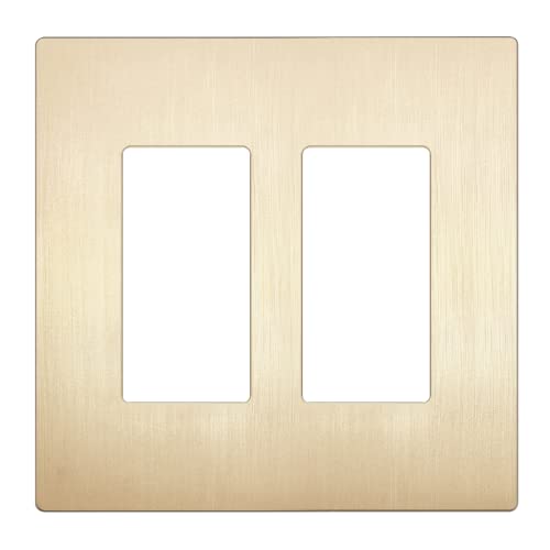 Image of LIDER Decorator Switch Cover, Screwless Wall Plate, Mid-Size 2-Gang 4.88 inch x 4.92 inch, LSWP-32M-BGD, UL Listed, Thermoplastic, Brushed Gold, 1-Pack