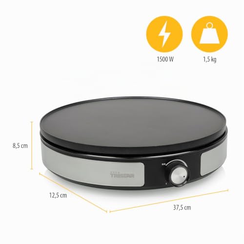 Miniatura 6 de Tristar Bp-2639 Crepera Con Placa Extraíble De 33 Cm De Diámetro, Prepara 1 Crepe Grande O 7 Crepes Pequeños Con La Placa Reversible, Termostato Regulable, 1500 W
