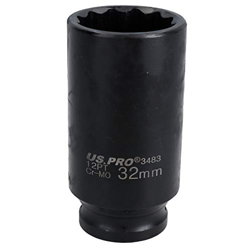 Image of 32mm Metric 1/2" Drive Deep Rear Hub Axle Nut Socket 12 Sided Bi-Hex