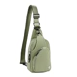 WESTBRONCO Small Sling Bag for Women Nylon Crossbody Purses, Lightweight Crossbody Sling Backpck with Water Bottle Holder for Travel Casual Daily, Green