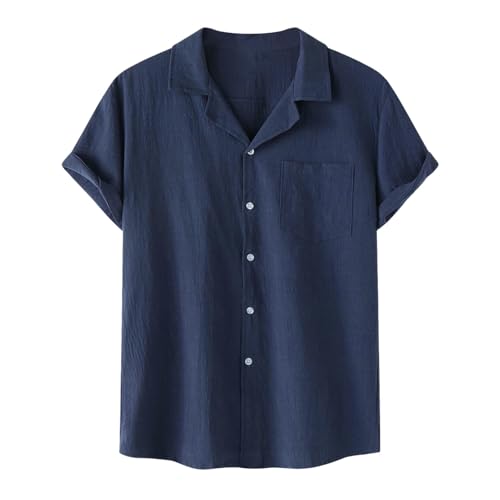 Chemise homme col montant anti-transpiration en coton et lin USTZFTBCL coupe confort