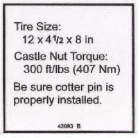GENIE 43093, 43093GT DECAL - NOTICE TIRE SPECS