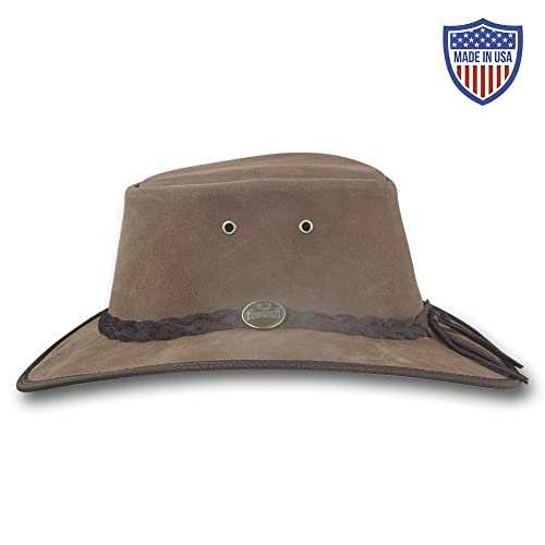 Barmah Hats Foldaway Cattle Suede Leather Hat - Item 1061 (As1, Alpha, X_L, Brown) #TOP1