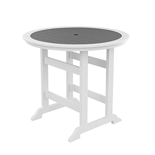 JUSTONE 47 Inch Round Outdoor Bar Table, Water-Resistant HDPE Pub