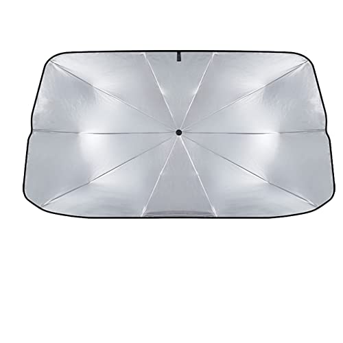 Srliya Sun Shade Cover, 6 Layer Insulation Silver Metal Material, Stable Support Wide Coverage Car Sunshade, with Extended Design for Sun Protection and Cool Drivi (Silver Painted Large)