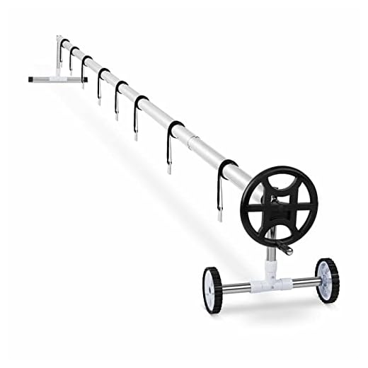 Uniprodo Enrollador Para Piscina Cobertor Flotante Uni_Pool_Reel_520 (De 4,2 A 5,2 M, Móvil, Fabricado En Acero Inoxidable, 8 Correas Incluidas)