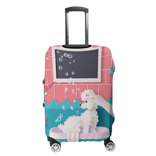 Poodle Bathing Travel Suitcase Protector Luggage Cover Protective Washable Anti-scratch Baggage Cover4