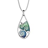 ORTAK 925 Sterling Silver Handmade Pendant Necklace Hot Glass Hand Enamel In Aquatic Colourways Tranquillity Collection Scottish Fine Jewellery Made In Scotland