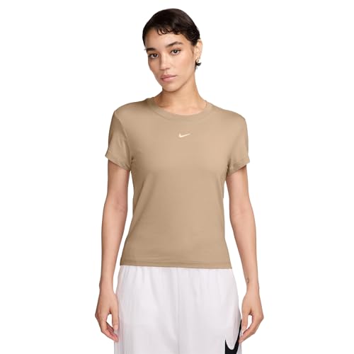 T-Shirt Femme Nike Sportswear Chill Knit en maille legere coloris beige