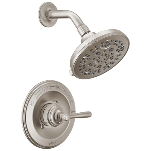 Delta Roe 14 Series 5-Setting Shower Faucet Set, Brushed Nickel Shower Head and Handle Set, Valve Trim Kit, Stainless T142985-SS (Valve Not Included)