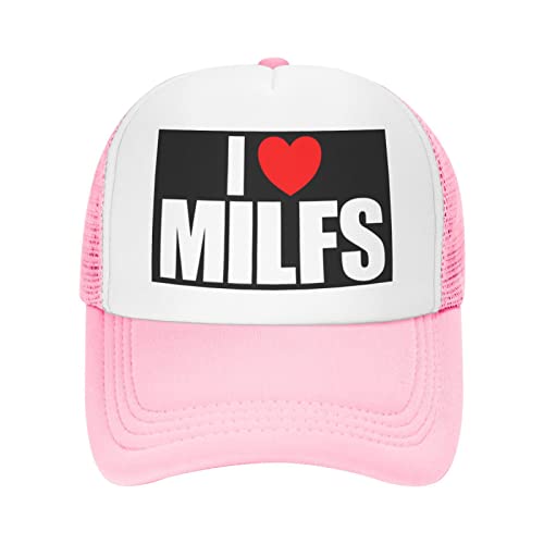 Divertido I Love Milfs I Heart Milfs Regalos Trucker Hat Mens Trucker Sombreros MeshTrucker Gorra Pesca Sombrero Verano Sombrero
