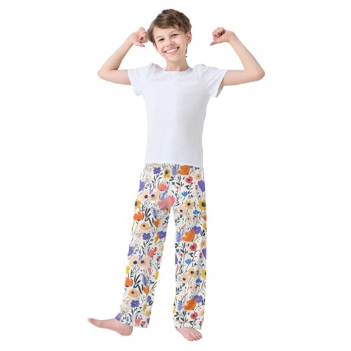 Boys' Pants Colorful Bohemian Wildflower Doodle Long Bottoms Jogger Pants Elastic Waist Trousers with Pockets S-XL2
