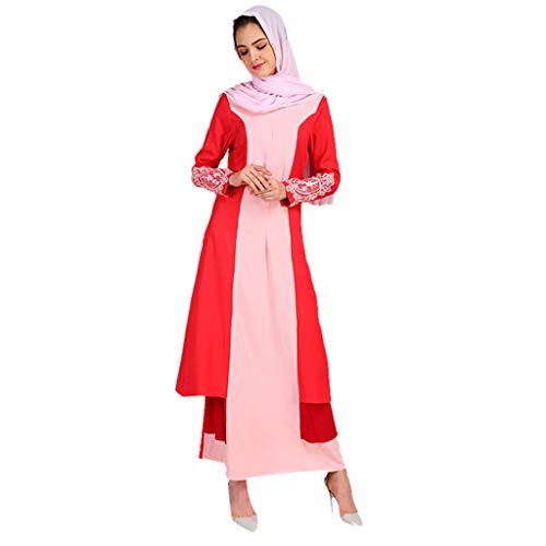 Plus Size Kaftan Dress Tunic Long Colorblock Maxi Kimono Caftan Gown Nightdress Beach Party Casual Dress Red
