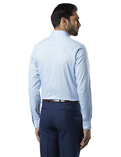 Image of Raymond Men's Pure Cotton Solid Pattern Slim Fit Semi Cutaway Collar Full Sleeve Formal Shirt