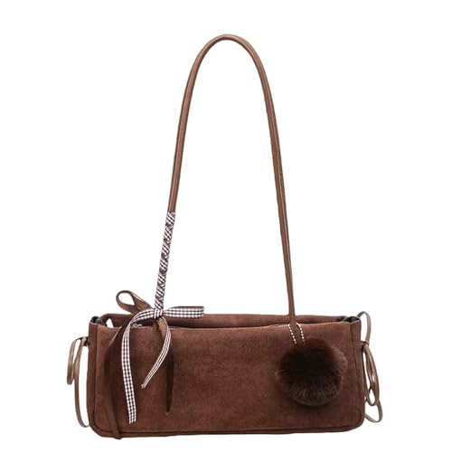 Chic Brown Vintage-Inspired Women's Handbag - Soft Polyester Underarm Shoulder
